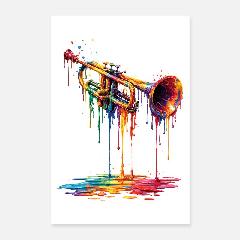 Trumpet mit tropfender Farbe Poster 40x60 cm