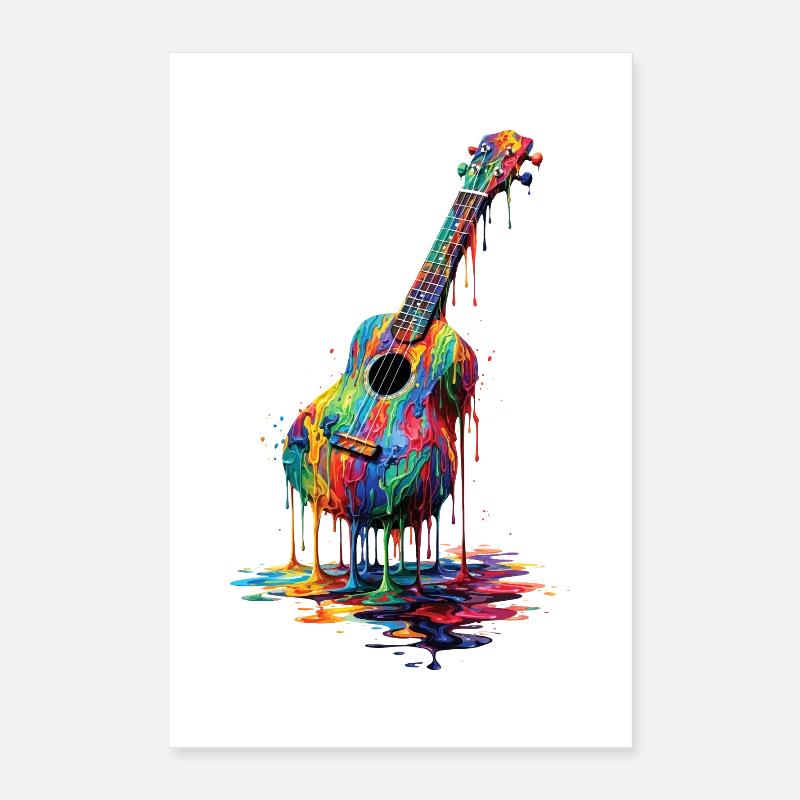Ukulélé avec de la peinture qui goutte Poster 40 x 60 cm
