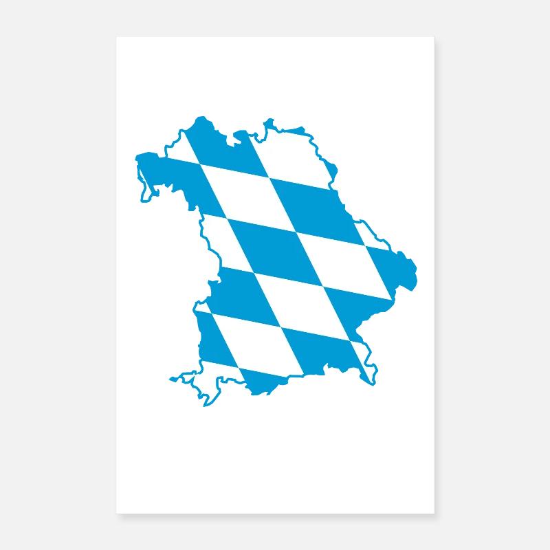 Bavaria map with blue and white diamond pattern Poster 16" x 24" (40x60 cm)