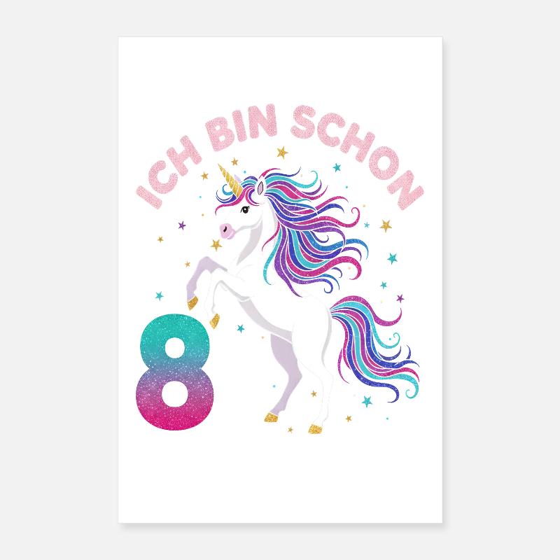 8. Geburtstag Einhorn Mädchen Ich bin schon 8 Poster 40x60 cm