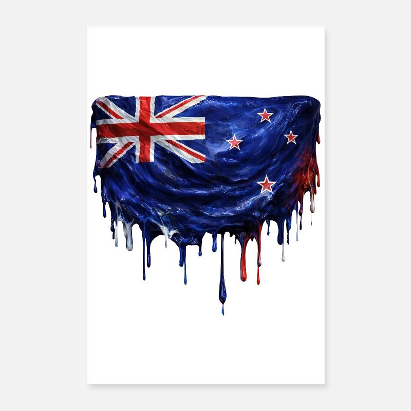 Drapeau néo-zélandais dégoulinant Poster 40 x 60 cm