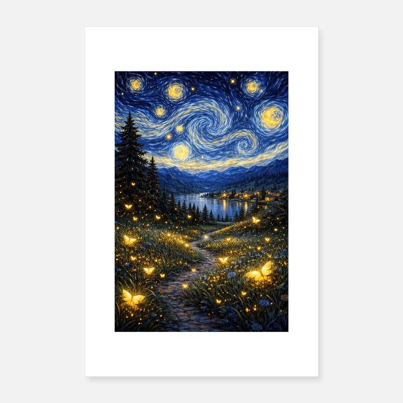 Nuit étoilée de luciole Poster 40 x 60 cm