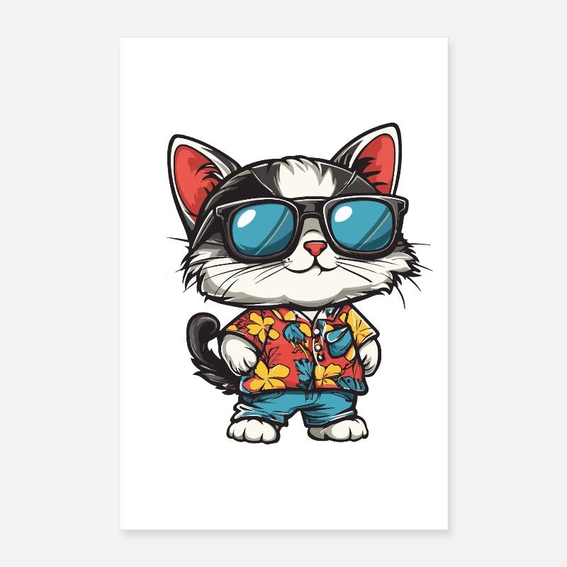 Katze Comic Urlaub Poster 40x60 cm