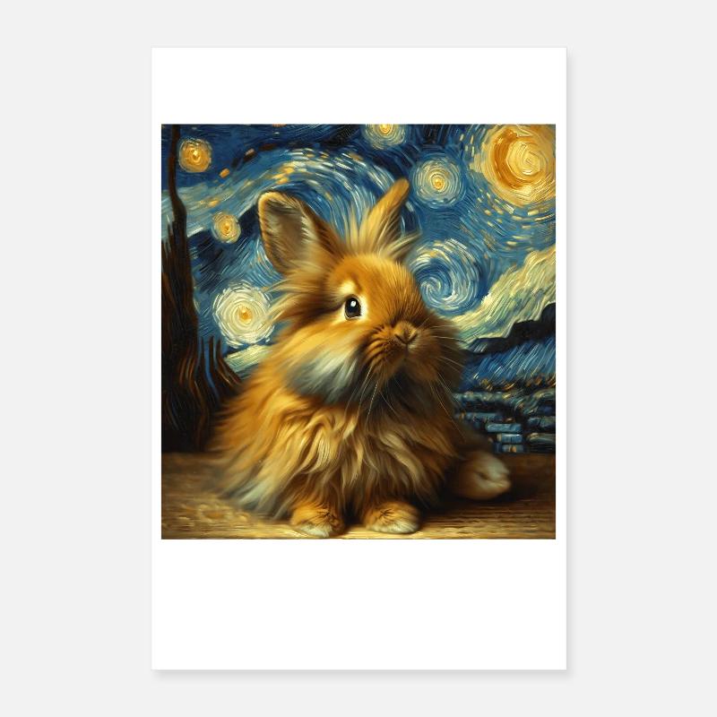 Dwarf Rabbit Starry Night Poster 16" x 24" (40x60 cm)