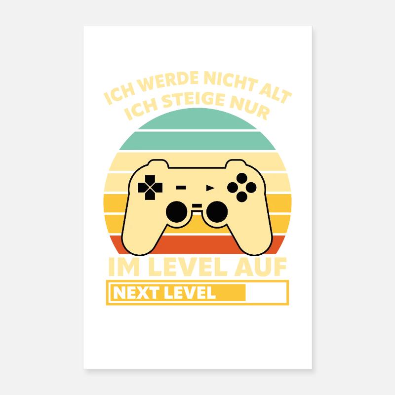 Levelaufstieg Retro-Controller Design Poster 40x60 cm