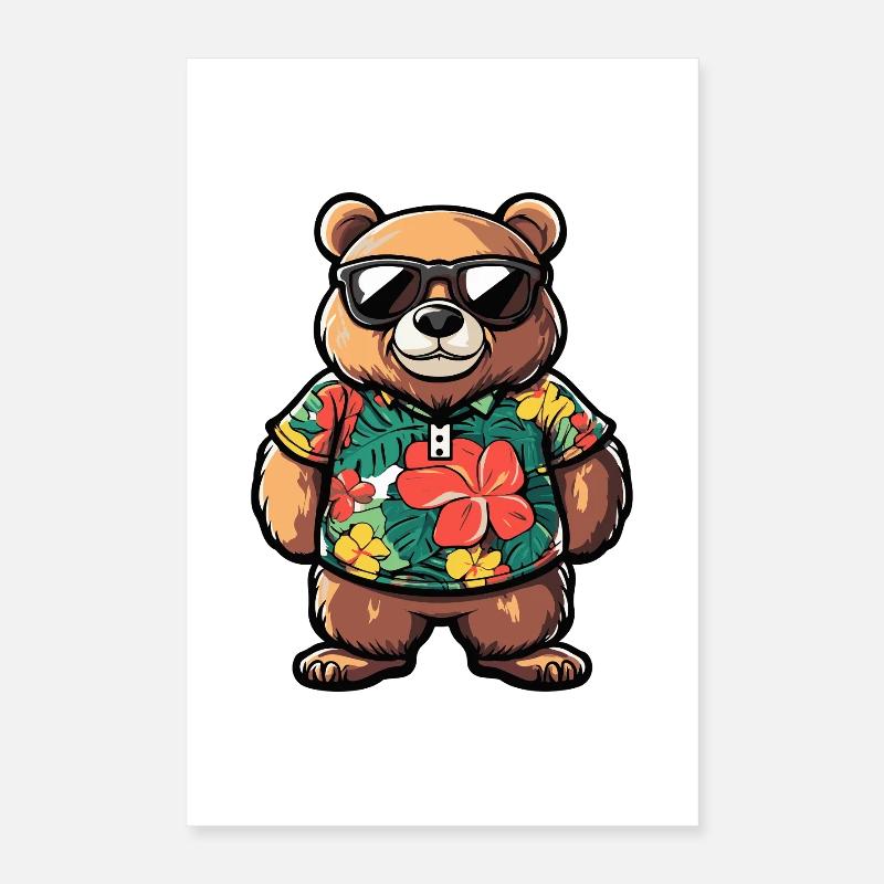 Bär Comic Urlaub Poster 40x60 cm