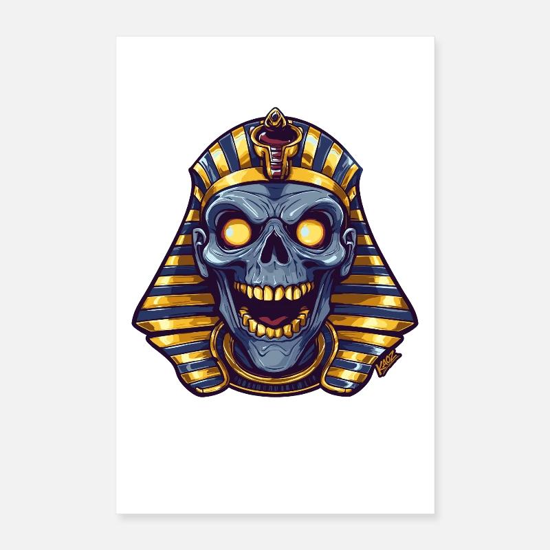 Pharaoh Skull Neon Glow Poster 16" x 24" (40x60 cm)