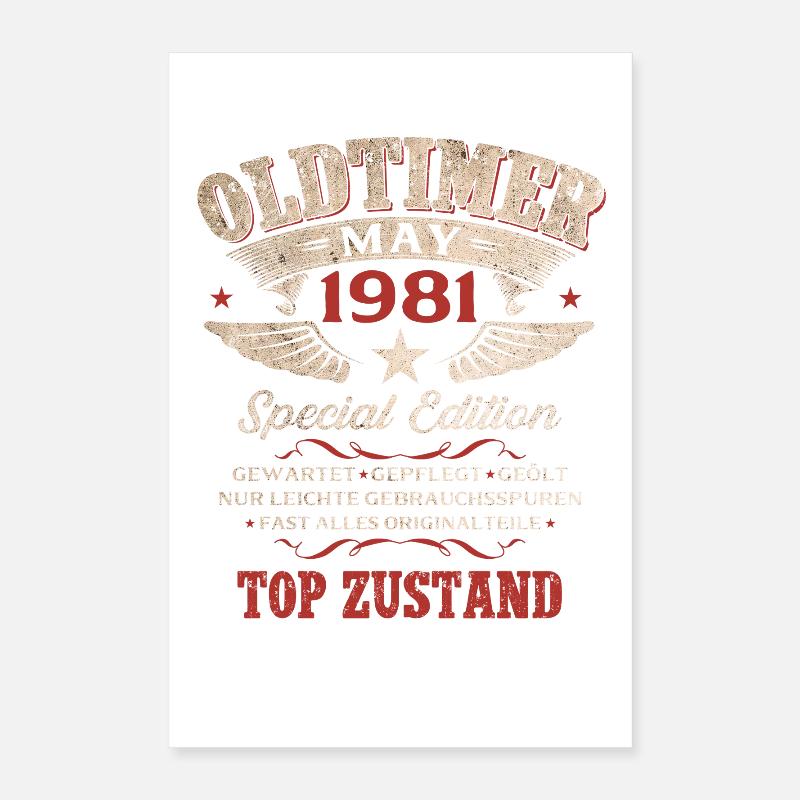 45. Geburtstag Geschenk Mann Oldtimer Mai 1981 Poster 40x60 cm
