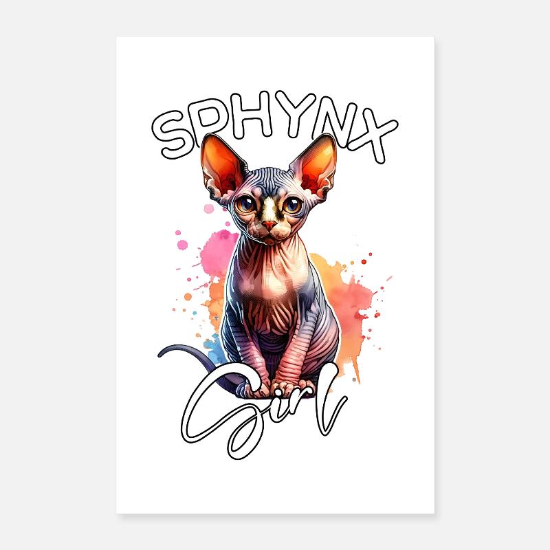 Sphynx Cat Mädchen Sphynxkatze Poster 40x60 cm