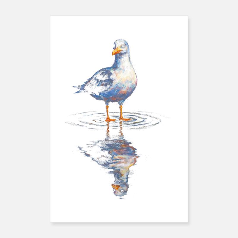 Canard réflexe d’eau en aquarelle Poster 40 x 60 cm