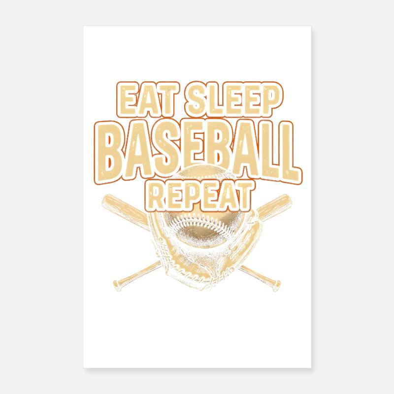 Mange Sommeil Baseball Répéter Poster 40 x 60 cm