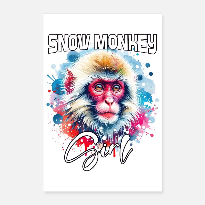 Snow Monkey Mädchen Schneeaffe Poster 40x60 cm