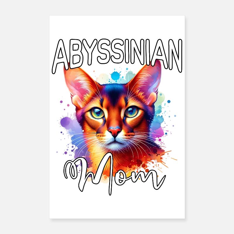 Maman chatte abyssinienne Poster 40 x 60 cm