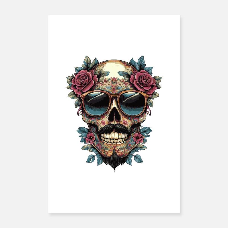 Fleurs de Crâne Poster 40 x 60 cm