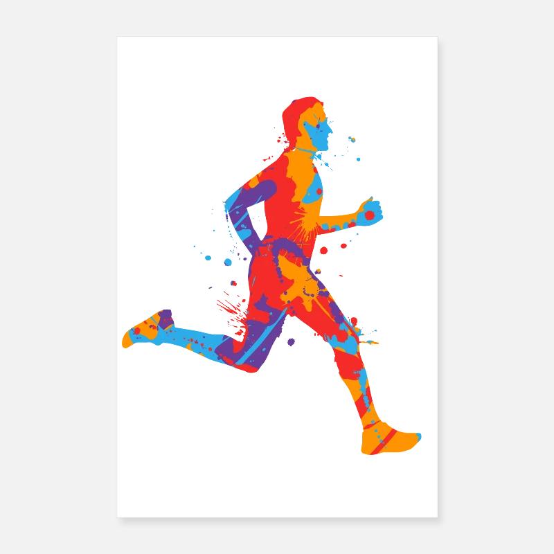 Course de jogging colorée Garçons garçons Coureurs Poster 40 x 60 cm