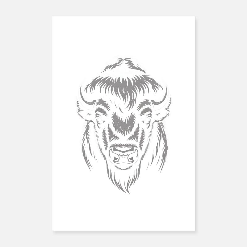 Tête de bison gris Poster 40 x 60 cm