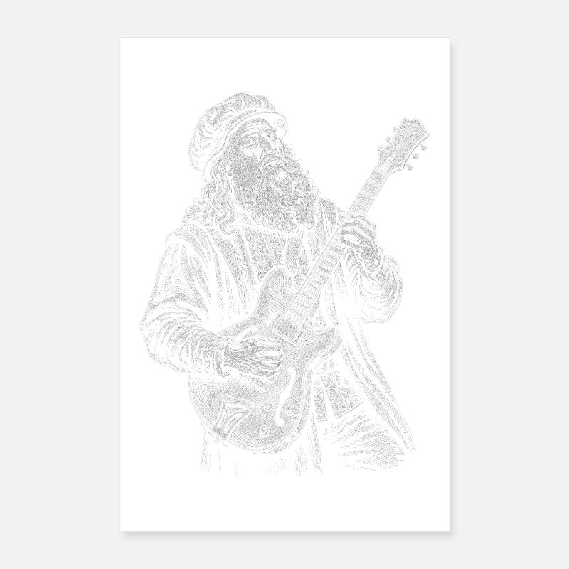 Leonardo Da Vinci joue de la guitare Poster 40 x 60 cm