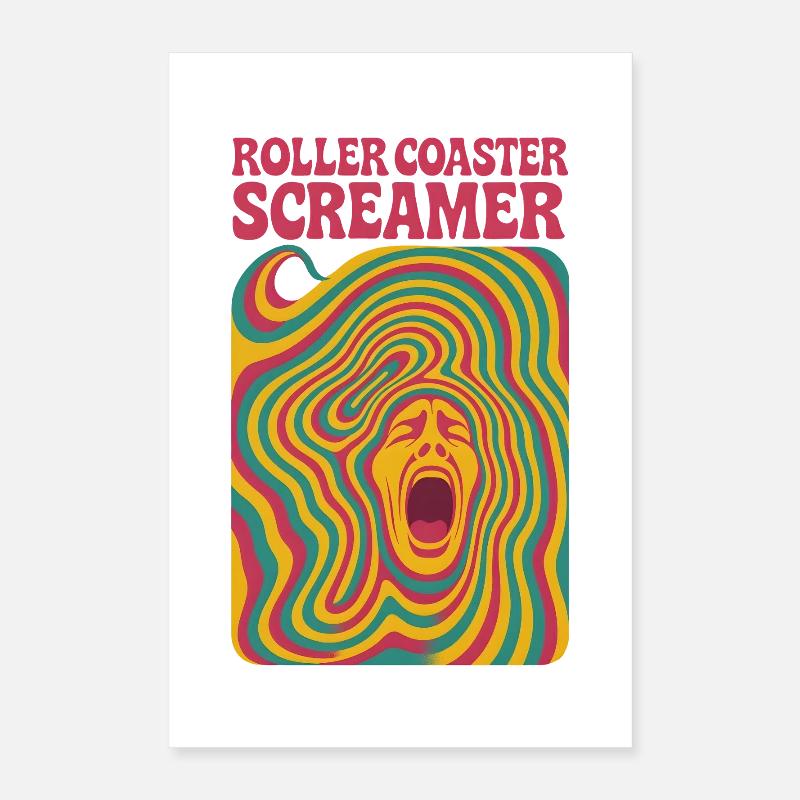 Roller Coaster Screamers | Amusement park Poster 16" x 24" (40x60 cm)