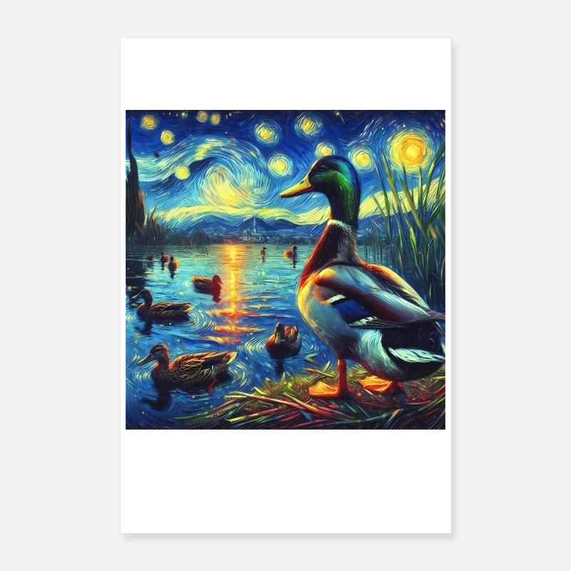 Nuit étoilée de canard colvert Poster 40 x 60 cm