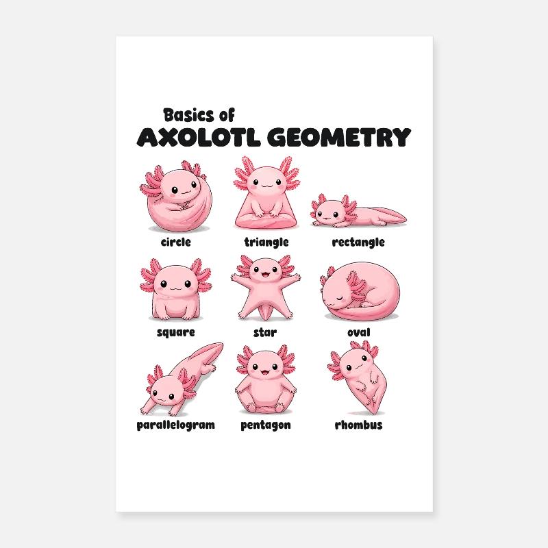 Axolotl Geometry Basics Funnier Poster 16" x 24" (40x60 cm)