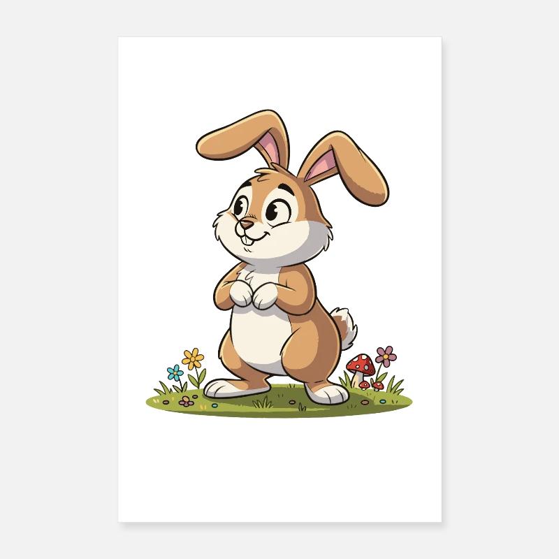 Un lapin de printemps dans la prairie Poster 40 x 60 cm