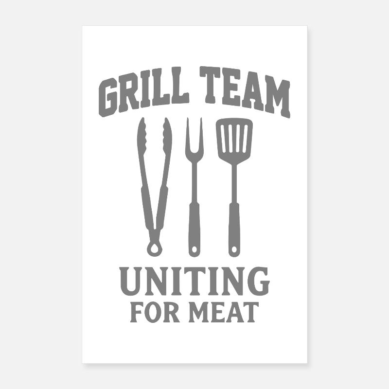 ÉQUIPE DE GRILL UNIE POUR UN BARBECUE DE VIANDE Graphique Poster 40 x 60 cm