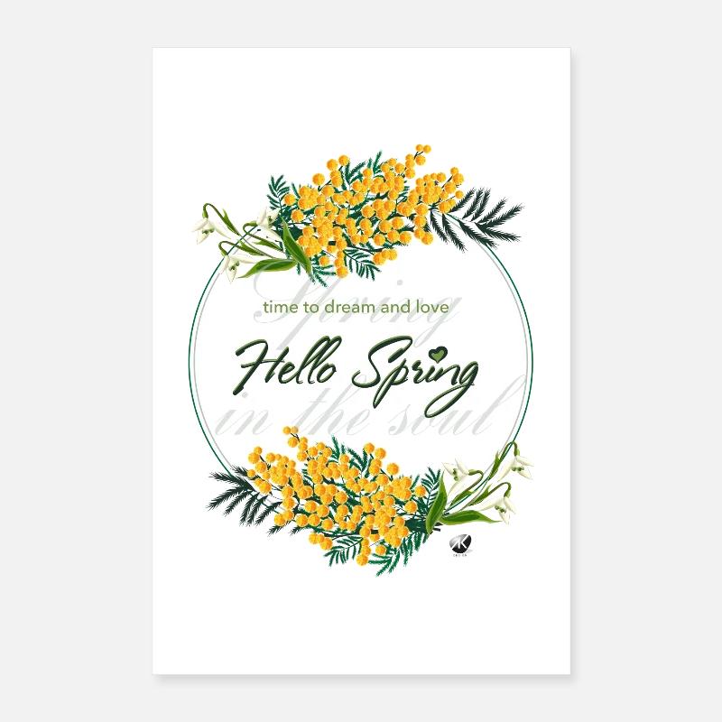 Mimosa and spring bells. Hello spring Poster 16" x 24" (40x60 cm)
