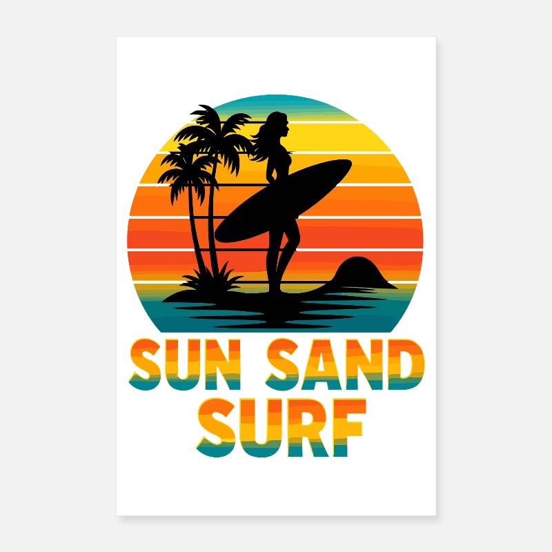 Soleil, Sable, Surf, Ambiances de plage Surf Poster 40 x 60 cm