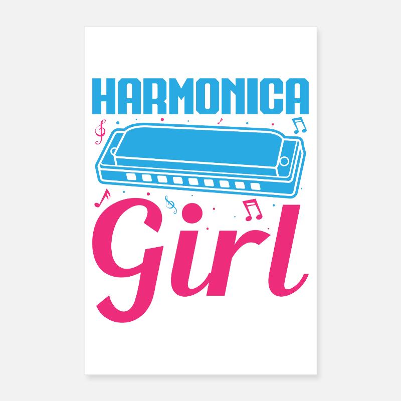 Harmonica Drôle Fille Harmonica Poster 40 x 60 cm