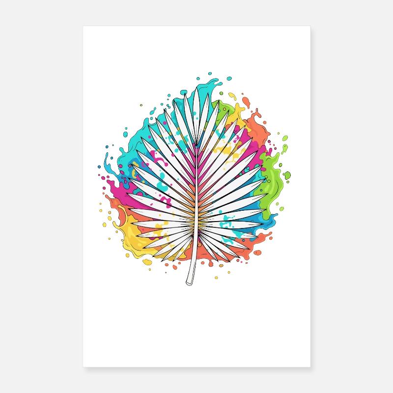 Explosion colorée de couleurs d’éventail de paume Poster 40 x 60 cm