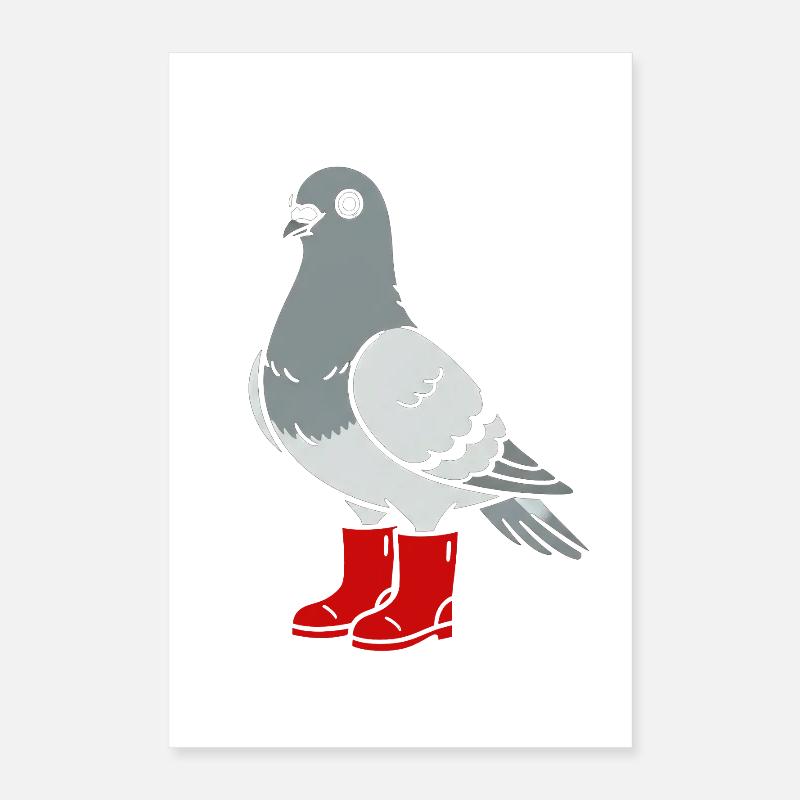 Colombe en bottes rouges Poster 40 x 60 cm