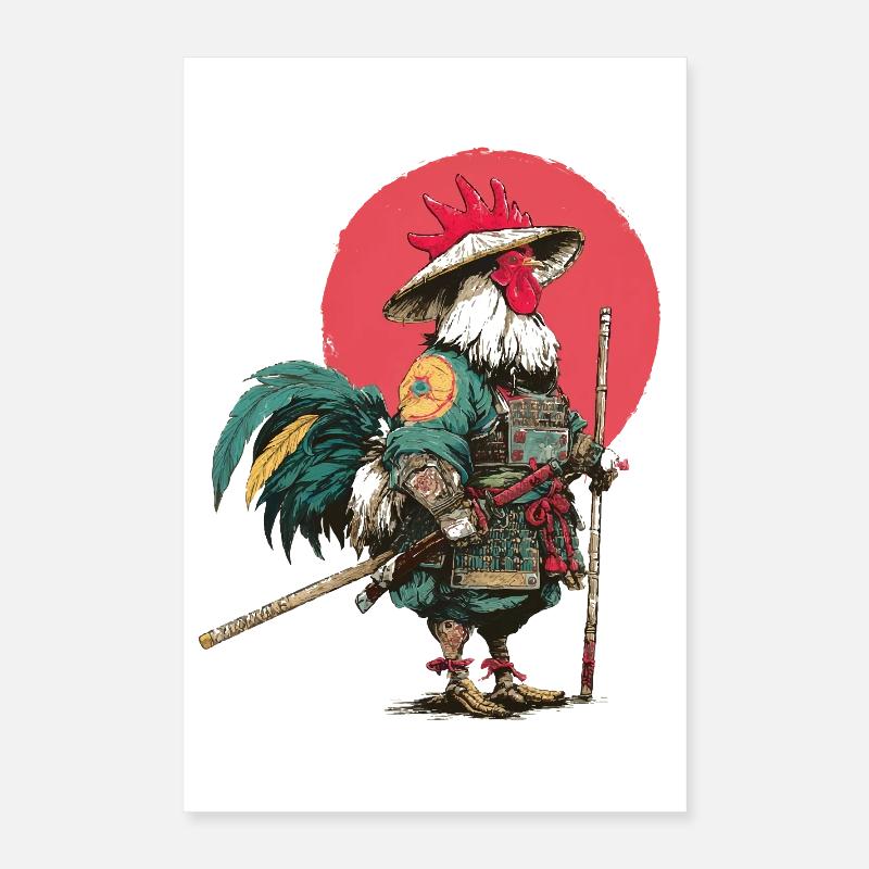 Rooster Samurai in Armour Poster 16" x 24" (40x60 cm)