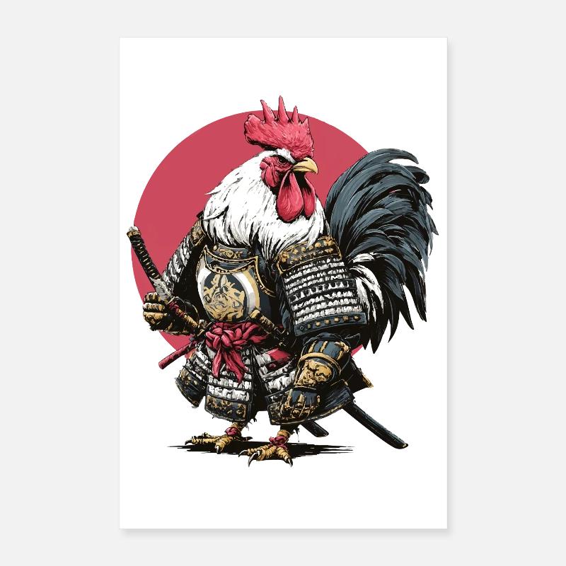 Rooster Samurai Armor Poster 16" x 24" (40x60 cm)