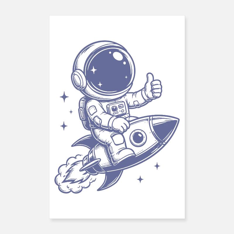 Astronaut on rocket space adventure Poster 16" x 24" (40x60 cm)