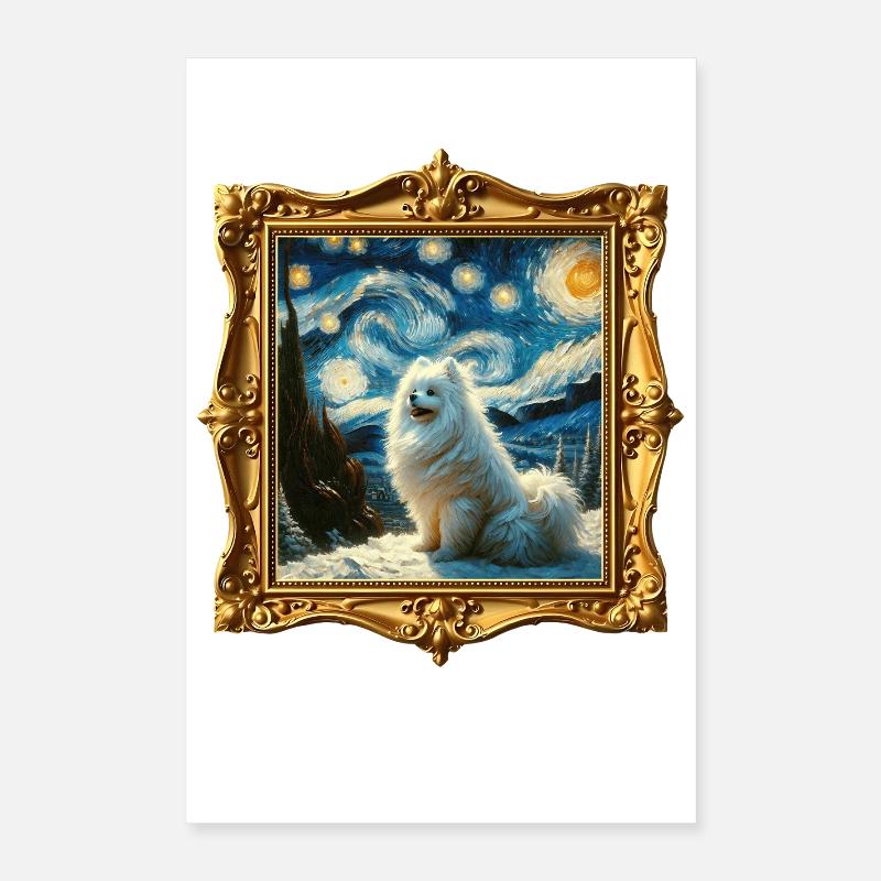 Spitz Zwergspitz Starry Night Poster 40x60 cm