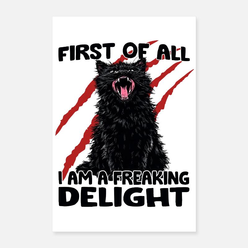 Freche schwarze Katze Goblin Mode Katzenwahnsinn  Poster 40x60 cm