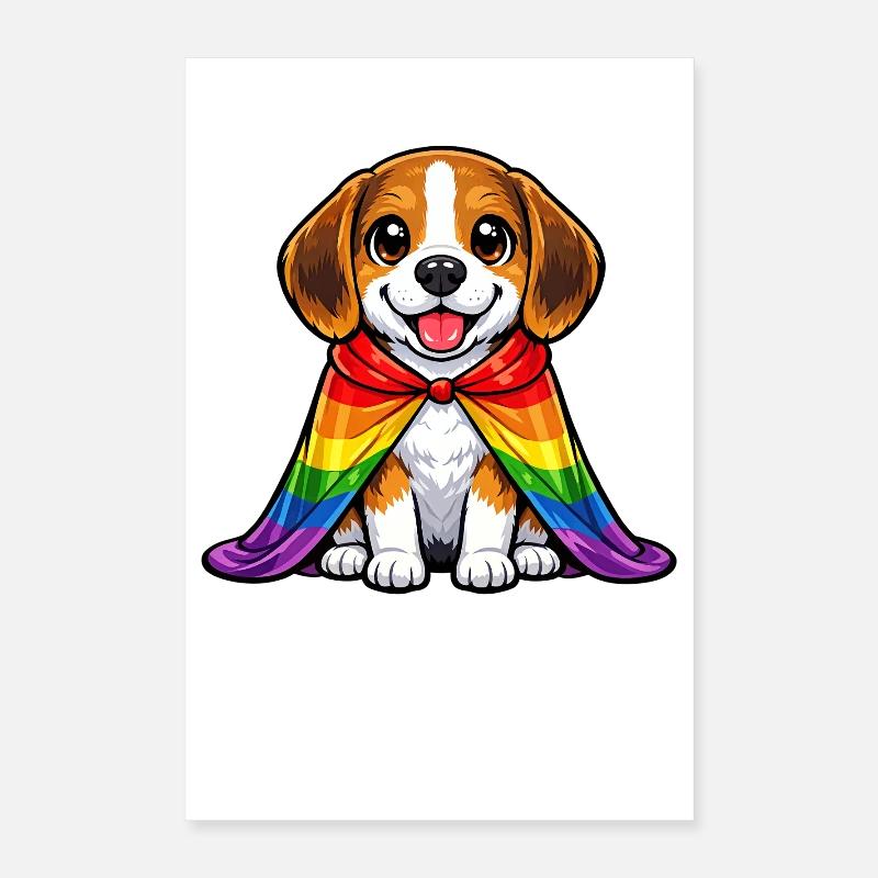 Beagle Pride Dog Rainbow Cloak LGBTQ Poster 16" x 24" (40x60 cm)