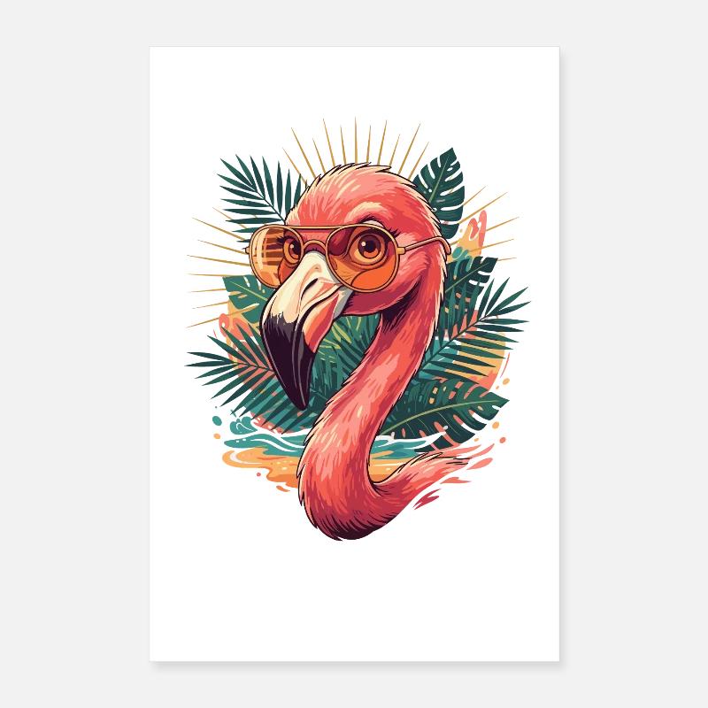 Flamingo Tropical Sunglasses Poster 16" x 24" (40x60 cm)