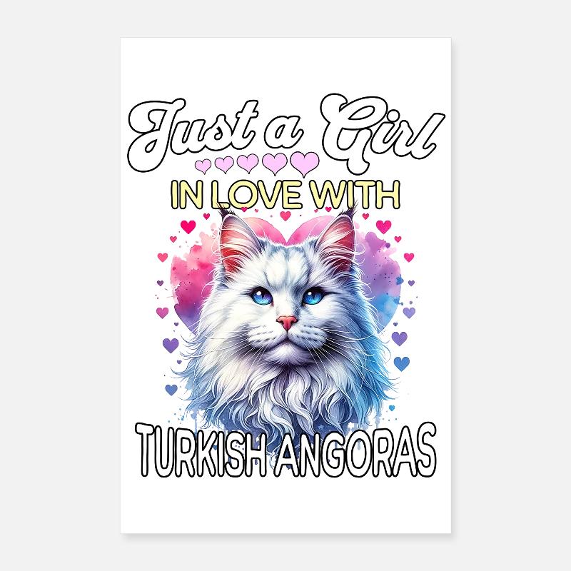 Fille-chat angora turque Poster 40 x 60 cm