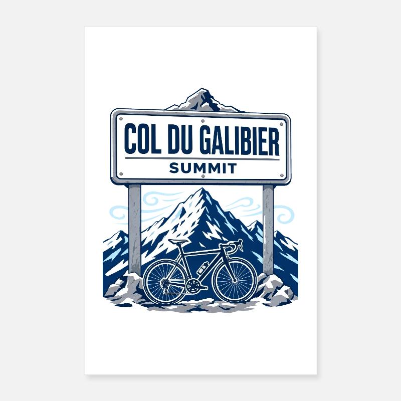 Col du Galibier Summit Road Cycling Mountain Pass Poster 40x60 cm