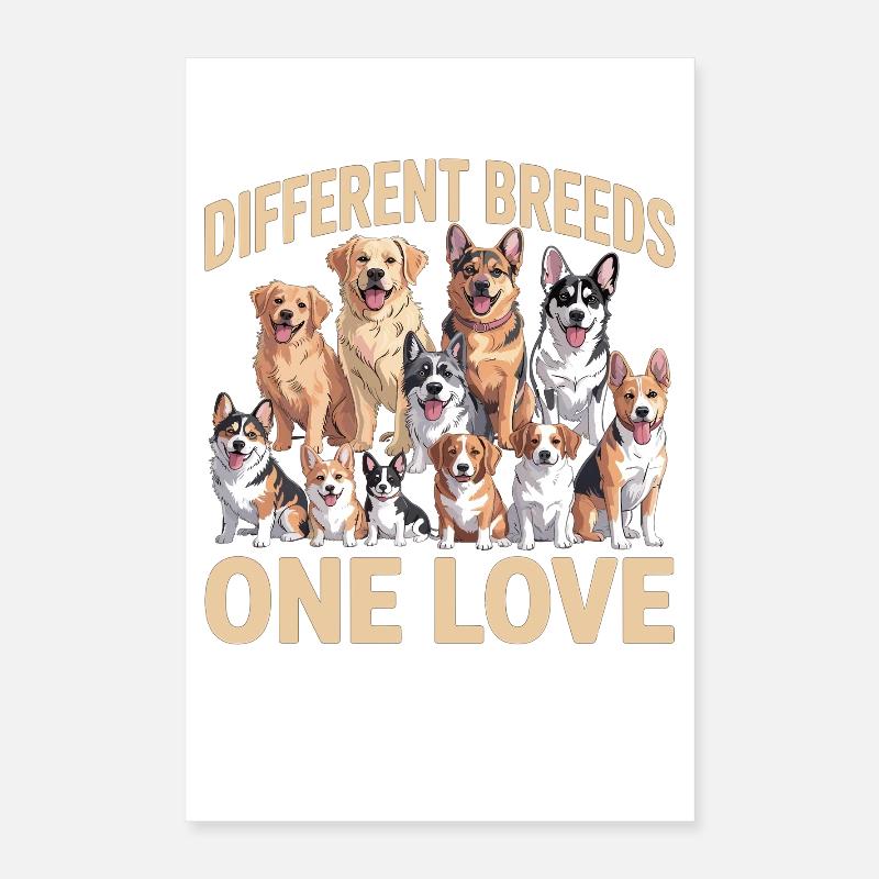 Différentes races de chiens Un amour des chiens Poster 40 x 60 cm