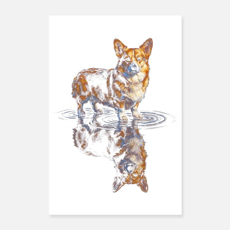 Water Reflex Corgi Poster 16" x 24" (40x60 cm)