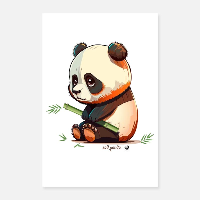 Sad Panda with Bamboo Sad Panda Poster 16" x 24" (40x60 cm)