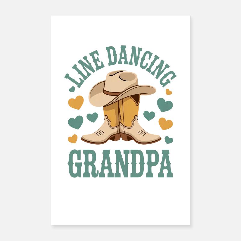 Line Dancing Grandpa Line Dance Line Dancer Gift Poster 16" x 24" (40x60 cm)