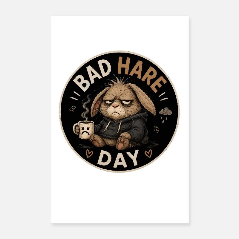 Bad Hare Day Grumpy Bunny Poster 16" x 24" (40x60 cm)