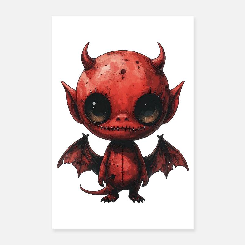 Diable Rouge Flippant Mignon Poster 40 x 60 cm