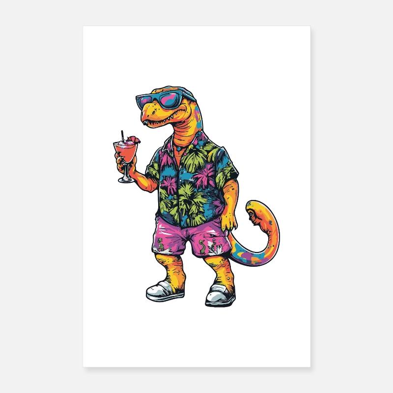 Dinosaur brontosaurus Comic Summer Poster 16" x 24" (40x60 cm)