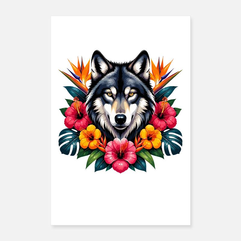 Fleurs tropicales Wolf’s Head Poster 40 x 60 cm