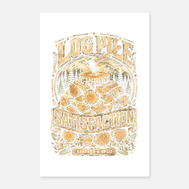 Satisfaction des tas de bûches bûcheron Poster 40 x 60 cm