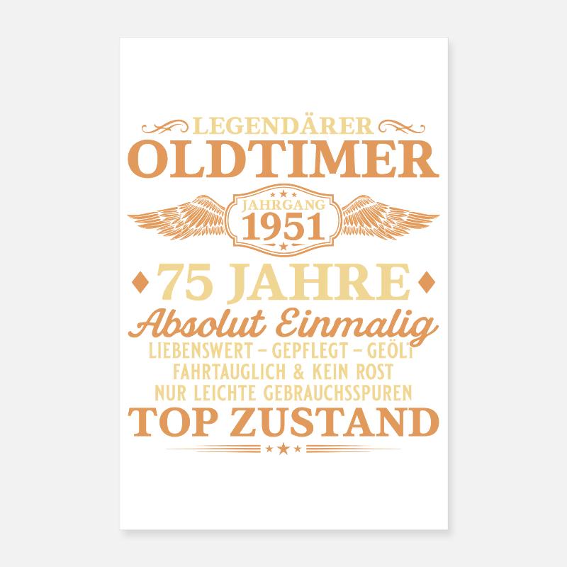 Legendärer Oldtimer 1951 – 75. Geburtstag Poster 40x60 cm